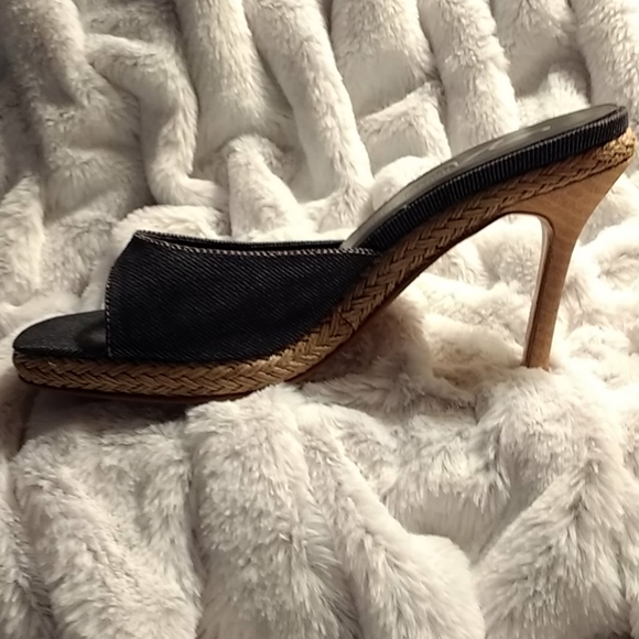 Newport News Easy Style Denim Heeled Sandals - Picture 2 of 6